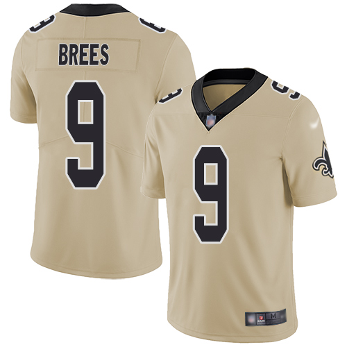 Men New Orleans Saints Limited Gold Drew Brees Jersey NFL Football #9 Inverted Legend Jersey->new orleans saints->NFL Jersey